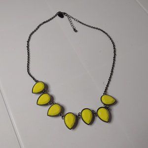 Yellow Plastic And Dark Metal Charming Charlie Necklace 18.5 To 20 Inches